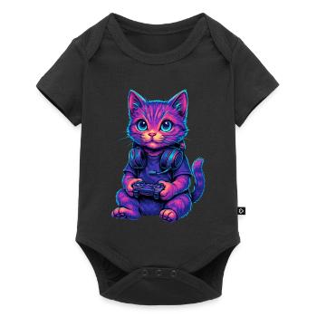 Cat Gaming Gamer Gaming Gaming Video Games - Baby Premium short-sleeve bodysuit - black - Front