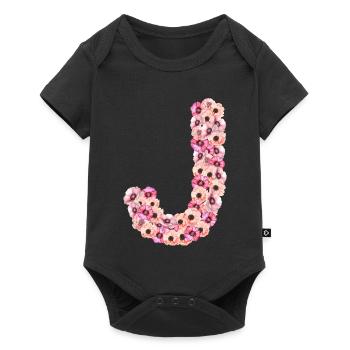 Monogramme J des fleurs - Body à manches courtes Premium Bébé - noir - Devant