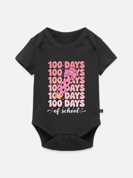 100 days of school celebration - Baby Premium Kurzarmbody - Schwarz