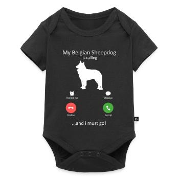 Belgian Sheepdog Is Calling Phone Screen Art Dog - Baby Premium short-sleeve bodysuit - black - Front