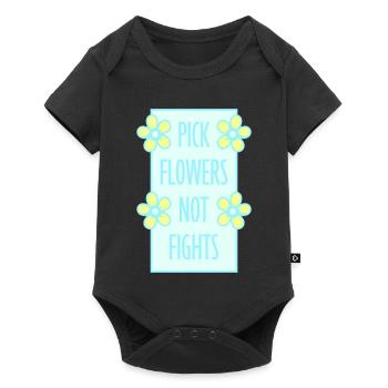 Cueillez des fleurs, pas des disputes, fleurs Paix Logo drôle - Body à manches courtes Premium Bébé - noir - Devant