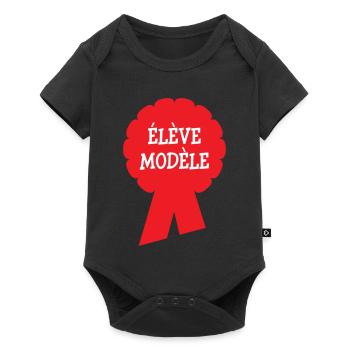 Badge Élève Modèle : Récompense Scolaire Vintage - Body à manches courtes Premium Bébé - noir - Devant
