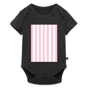 Stripes - pink white personalizable - Baby Premium short-sleeve bodysuit - black - Front