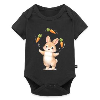 Cute bunny juggles carrots - Baby Premium short-sleeve bodysuit - black - Front
