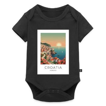 Croatian Coastal Idyll Sunset - Baby Premium short-sleeve bodysuit - black - Front