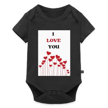 I LOVE YOU. HEART. COUPLE. VALENTINE'S DAY - Baby Premium short-sleeve bodysuit - black - Front