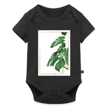 Monstera leaves in gold frame - Baby Premium short-sleeve bodysuit - black - Front