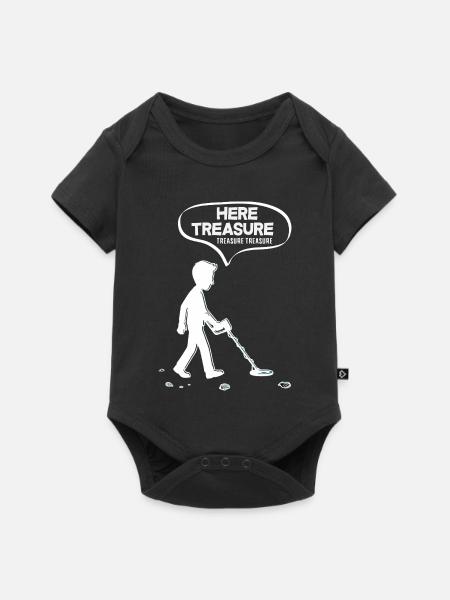 Hier Schatz Schatz Lustiger Sondengänger - Baby Premium Kurzarmbody - Schwarz