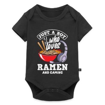 Boy Loves Ramen And Gaming Headset - Baby Premium short-sleeve bodysuit - black - Front