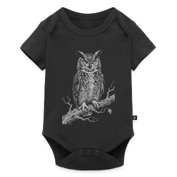 Eulen-Silhouette auf Moonlit Branch - Baby Premium Kurzarmbody - Schwarz - Vorne
