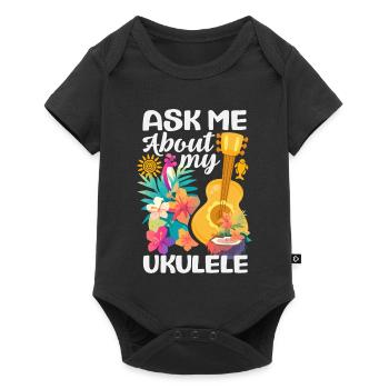 Demandez-moi à propos de mon ukulélé, un instrument hawaïen drôle - Body à manches courtes Premium Bébé - noir - Devant