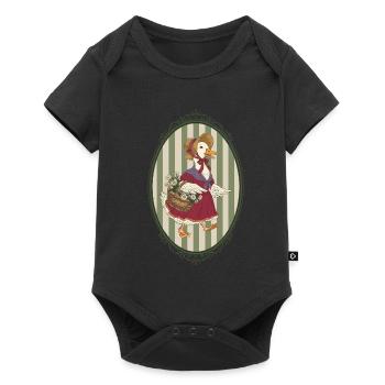 Oie au chapeau avec un panier de fleurs - Body à manches courtes Premium Bébé - noir - Devant