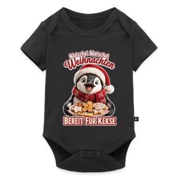 Watschel Watschel Weihnachten Pinguin - Baby Premium Kurzarmbody - Schwarz - Vorne