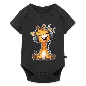 Girafe écoutant de la musique chantant - Body à manches courtes Premium Bébé - noir - Devant