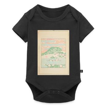 Paysage montagneux pastel avec des fleurs - Body à manches courtes Premium Bébé - noir - Devant