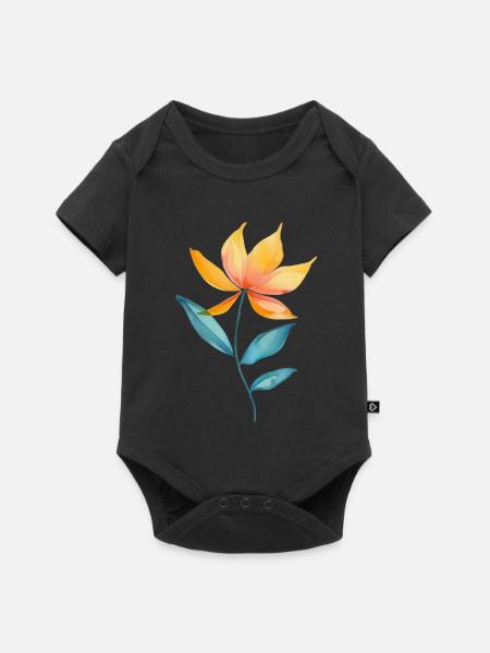 Wildblume Floral Blumen - Baby Premium Kurzarmbody - Schwarz