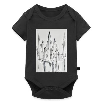 Black and White City Silhouette - Baby Premium short-sleeve bodysuit - black - Front