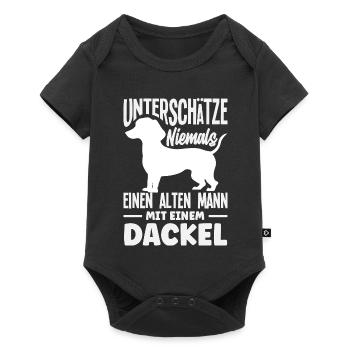 Alter Mann Mit Dackel - Baby Premium Kurzarmbody - Schwarz - Vorne