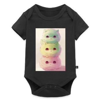 Pastel Cat in Rainbow Pile - Baby Premium short-sleeve bodysuit - black - Front