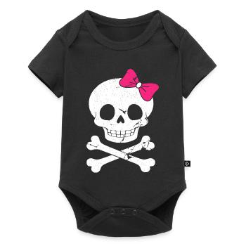 Cute skull with pink bow - Baby Premium short-sleeve bodysuit - black - Front