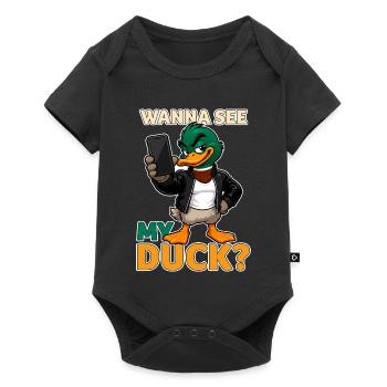 Wanna See My Duck? Funny Mallard Pun - Baby Premium short-sleeve bodysuit - black - Front