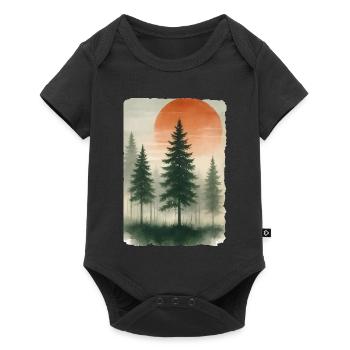 Vintage Forest Sunset Watercolor - Baby Premium short-sleeve bodysuit - black - Front