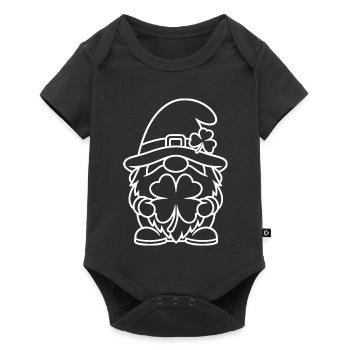 Cute dwarf with lucky clover - Baby Premium short-sleeve bodysuit - black - Front