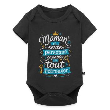 Maman Capable De Tout Retrouver - Humour Famille - Body à manches courtes Premium Bébé - noir - Devant