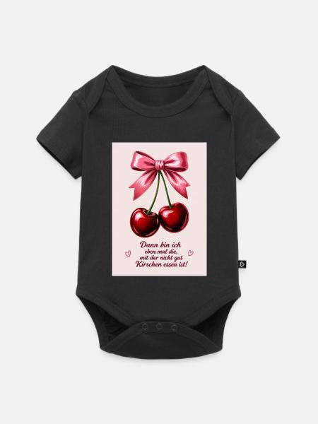 Kirschenzauber mit rosa Schleife - Baby Premium Kurzarmbody - Schwarz