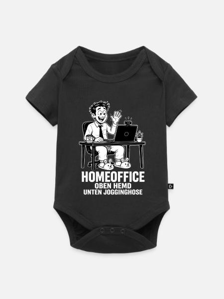 Homeoffice-Style – Oben Hemd unten Jogginghose - Baby Premium Kurzarmbody - Schwarz