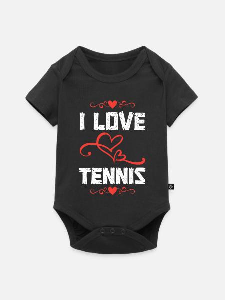 I Love Tennis Herz-Design - Baby Premium Kurzarmbody - Schwarz
