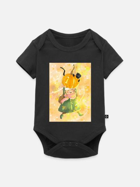 Herbst-Pumpkinhut-Katzenabenteuer - Baby Premium Kurzarmbody - Schwarz
