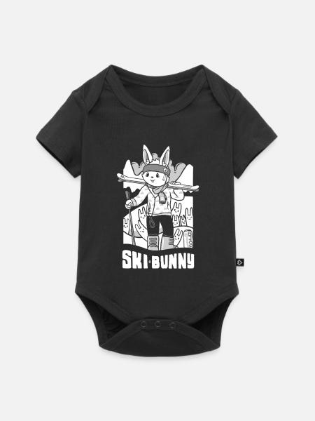 Retro Ski-Bunny-Bergkunst - Baby Premium Kurzarmbody - Schwarz