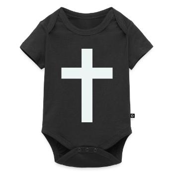 Kreuzmotiv Minimalismus - Baby Premium Kurzarmbody - Schwarz - Vorne