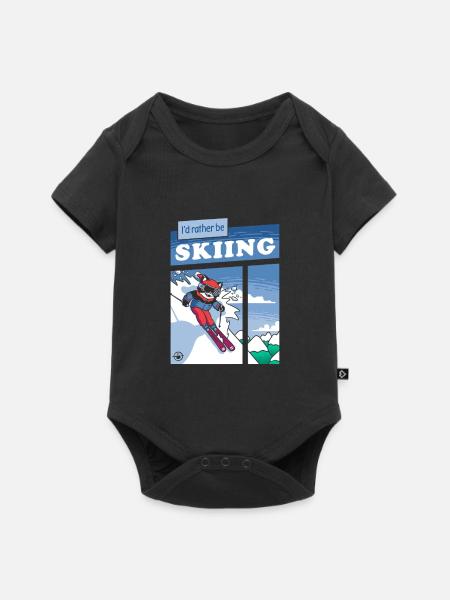 Tuxedo Cat Abfahrtsski-Comic - Baby Premium Kurzarmbody - Schwarz