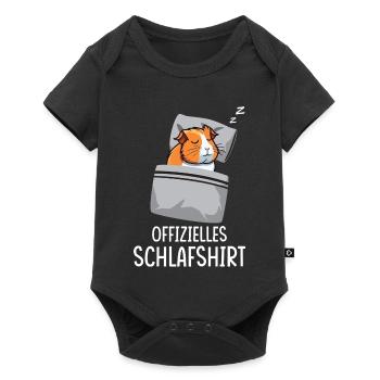 Offizielles Schlafshirt Pyjama Meerschweinchen  - Baby Premium Kurzarmbody - Schwarz - Vorne