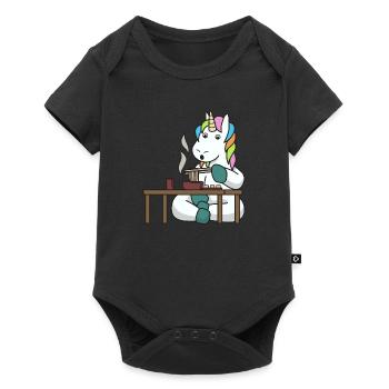 Créatures mythiques Licorne mangent des nouilles asiatiques cadeaux - Body à manches courtes Premium Bébé - noir - Devant