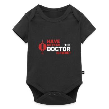 Dr Doktor Arzt Geschenk Spruch lustig Medizin - Baby Premium Kurzarmbody - Schwarz - Vorne