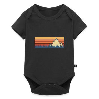 Berg Berge Wald geometrisch Geschenk retro Natur - Baby Premium Kurzarmbody - Schwarz - Vorne