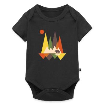 Bear mountains mountain geometric gift nature animal - Baby Premium short-sleeve bodysuit - black - Front