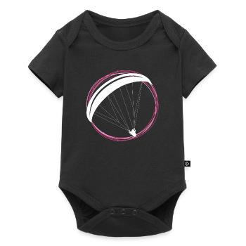 Paragliding Gleitschirm - Baby Premium Kurzarmbody - Schwarz - Vorne