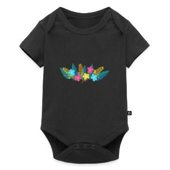 Hibiscus palm - Baby Premium short-sleeve bodysuit - black - Front