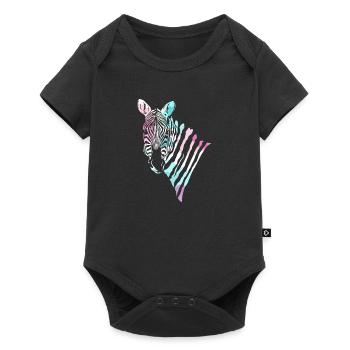 Zebra Zebras Geschenk Streifen Afrika neon Tier - Baby Premium Kurzarmbody - Schwarz - Vorne