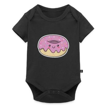 Donut kawaii cadeau glaçage visage mignon - Body à manches courtes Premium Bébé - noir - Devant