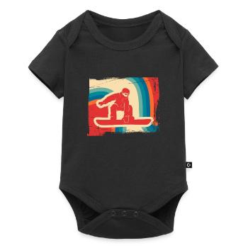 Snowboard cadeau de sport d'hiver snowboard retro - Body à manches courtes Premium Bébé - noir - Devant