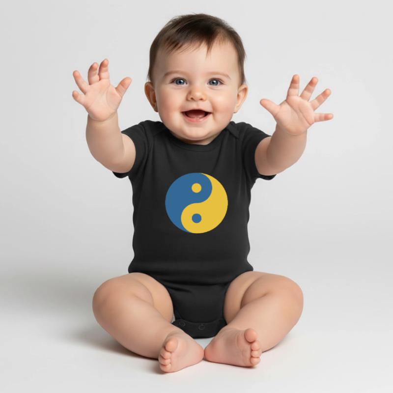 Yin und Yang Symbol in Blau & Gelb Python Coder Baby Premium Kurzarmbody