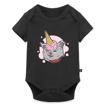 Idée de cadeau pour chat amoureux - Body à manches courtes Premium Bébé - noir - Devant