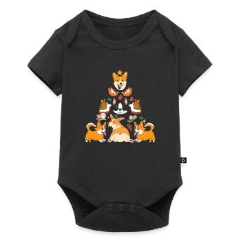 Cadeau d'amant de chien d'arbre de Noël drôle de corgi de Noël - Body à manches courtes Premium Bébé - noir - Devant