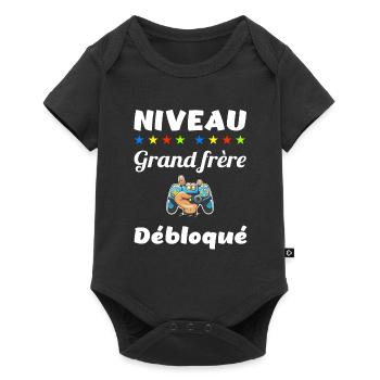 Niveau grand frère débloqué t-shirt idée cadeau - Body à manches courtes Premium Bébé - noir - Devant