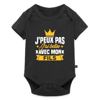 I can't I bet with my son - Baby Premium short-sleeve bodysuit - black - Front